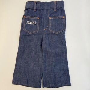 Vintage‎ 70s Billy the Kid 2T Pit Crew Wide‑Leg Jeans Elastic Waist Denim Pants